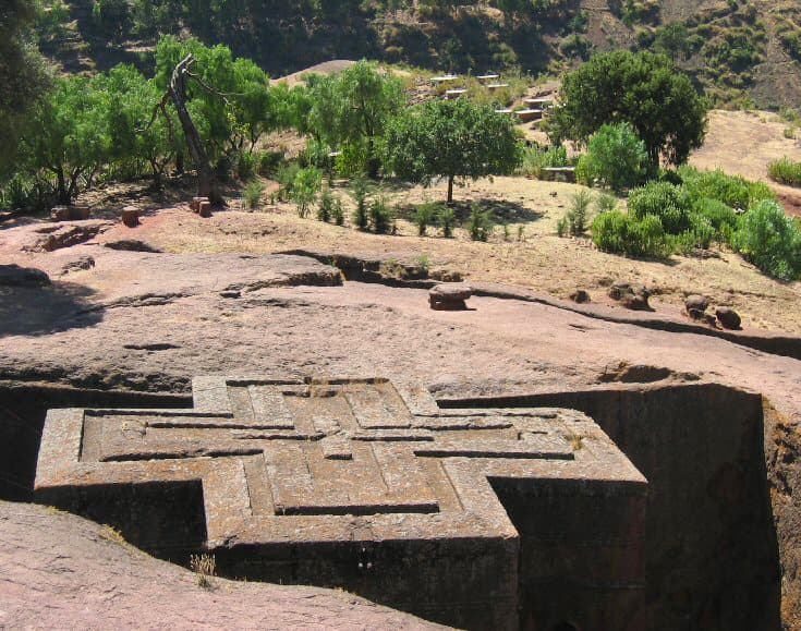 Bete Giyorgis, the cross-shaped rock-hewn church of Lalibela, Ethiopia